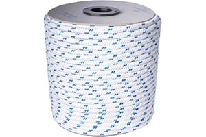 ANTICA CORDERIA MARRA DAL 1896 Treccia, Antica Corderia Marra, Corda,Multiuso, 8mm, 20 m, bianca con segnalino azzurro, fai da te, mare, garden, stabilizzato ai raggi U.V. resistente a intemperie e agenti atmosferici