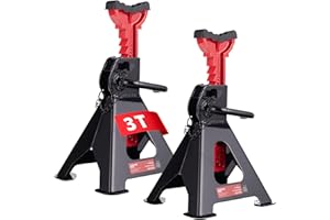 LEHMANN Cavalletti Auto 3T x2, Set da 2 Pezzi, Altezza Regolabile 300-430 mm, Supporti Regolabili con Cuscinetto in Gomma, Cavalletti per Auto, SUV e Piccoli Trasportatori Fino a 3000 kg, Portatile