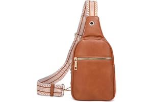 MOETYANG PU Sling Bag for Women Crossbody Bag for Phone, Small Sling Backpack Faux Leather Shoulder Bag Casual Daypack for School Travel, Fanny Packs Chest Bag for Men