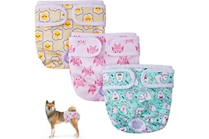 Aomig Pieluchy wielokrotnego użytku, 3 szt. chłonnych pieluch dla psów, nadające się do prania chusty higieniczne dla kobiet zwierząt domowych - spodnie na okres i nietrzymanie moczu (L)