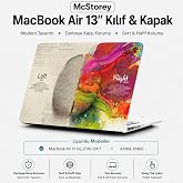 McStorey MacBook Air 13 İn&ccedil; Kılıf A1369 A1466 Uyumlu Hard Case Sert Koruyucu Kapak İnce Hafif &Ccedil;izilme Korumalı Desenli Baskıl