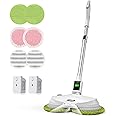 OGORI Cordless Electric Mop, Dual Spin Floor Cleaning Mop with 2 Batteries/Water Sprayer/LED Headlight,Handheld Polisher Scrubber with 400 ML Water Tank for Multi Floors