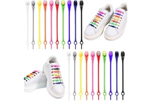 Kyduu 100 sztuk Gumowe Sznurowadła, Sznurowadła bez Wiązania dla Dzieci i Dorosłych, Elastyczne Silikonowe Sznurowadła, Elastyczne Sznurowadła Gumowe bez Wiązania, Sznurówki bez Pętelek