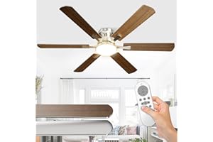 Airwit 132cm Grande Ventilatore da Soffitto con Luce Doppia Faccia Pale, Silenzioso Ventilatore da Soffitto con Telecomando e Reversible DC Motore per Camera da Letto (Montaggio a Soffitto-6 Pale)