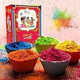 CraftVatika Natural Holi Colour - Organic Holi Gulal - | 400 Gram |Orange |Yellow |Red |Pink and Green -Pack of 5- (80gm X 5)