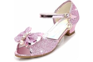 ZOUPREME Scarpe da Principessa Elsa per Bambine, Splendenti Scarpe Mary Jane con Tacco Basso, Sandali Eleganti con Velcro