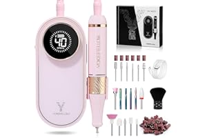 YOKE FELLOW Yokefellow Professional Nail Drill 40000 RPM, Portable Electric Nail File with 17 Drill Bits, Nail Drill Machine Kit Manicure Salon & Home, UK