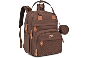 BabbleRoo Zaino per pannolini con fasciatoio per neonati, unisex, grande capacità, borsa multifunzione, impermeabile, da viaggio con custodia per ciuccio staccabile