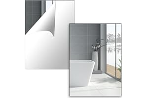 Olicky 2 Pcs Self Adhesive Mirrors Sheets, A4 Acrylic Mirror Tiles 2mm Thick Acrylic Wall Adhesive Mirrors for Bathroom, Bedroom, Home Decoration