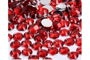 Yixinly 1000 Stück SS30 6mm Strasssteine, Glitzersteine Transparent Runde Kristalle Steinchen für Nägel, DIY-Dekoration, Kleidung, Handyhüllen, Schuhe, Taschen (Rot)