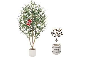 Keeplush olivträd konstgjord 180 cm, konstgjorda växter stor med vit kruka – 861 realistiska blad och 41 verklighetstrogna ol