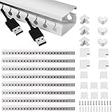 Kabelkanal Selbstklebend, Alritz 9 Stück PVC Kabelabdeckung Kabelmanagement Schreibtisch und TV Kabelkanal Installationskanal