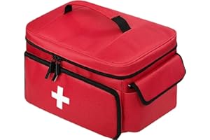 BOHEMIABY Tragbar Arzttasche Medizintasche, Luft Reiseapotheke Tasche, Arzttasche Hausbesuch, Tragebare Medikamententasche für Pflege, Medizintasche Reise Aufbewahrungstasche, Rot