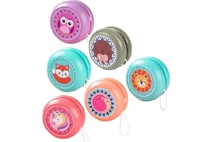 Zuzer 6PCS Yoyo Jouets Professionnel Yo-yo en Bois,Enfants Dessin Animé Animal Yo-yo Maternelle Puzzle Jouets Nostalgiques Classiques