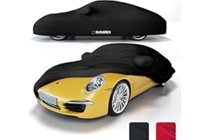 ‎BUSHBOCK PREMIUM COVER BUSHBOCK® Premium Autoabdeckung Indoor - Satin Schutzhülle Stoff - Abdeckplane Autoplane Autogarage Innenbereich - 2 Farben, 4 Größen (Schwarz, M)