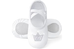 Comfyouth Ballet Shoes for Girls Satin Dance Shoes with Shiny Crown Split Sole Ballerina Slippers No Tie Ballet Dance Flats for Childrens Kids Toddler
