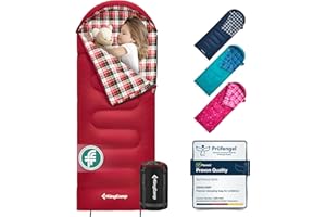 KingCamp Saco de Dormir Infantil de Franela de algodón - Cálido y cómodo para niños de 10 a 12 años (hasta 145 cm) - Camping Accesorios, Viajes y Actividades de Invierno al Aire Libre