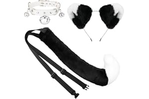 XEPST Set Coda e Orecchie, Kit con Orecchie e Coda da Gatto di Volpe in Pelliccia Sintetica con Super Enorme Coda Soffice per Accessori per Costumi da Halloween