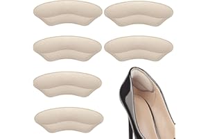 FOATCOX Fersenpolster, Fersenschutz für Schuhe, Fersenpolster mit Einlagen aus Schwamm Zuschneidbar Fersenschutz für High Heels, Freizeitschuhe (3 Paare (Hautfarbe), L9.5*W3.5*H0.5 cm)
