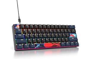SOLIDEE tastiera da gioco meccanica al 60%,61 tasti con interruttori rossi lineari,tastiera meccanica cablata con retroilluminazione LED,tastiera ergonomica compatta luce mista(61 Blue Samurai(B))