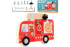 JOKILY Montessori drewniana deska wkręcana, zabawka dla dzieci, zabawka strażacka, wkręty do drewna, zabawka edukacyjna dla dzieci w wieku od 3, 4, 5, 6 lat