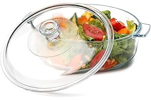 NUTRIUPS Small 1.7L Casserole Dish with Lid Oven Safe, 20cm Covered Glass Oven Dish with Lid