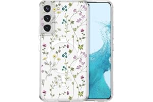 RALEAVO Magnetyczne etui do Samsung Galaxy S22 5G, kompatybilne z MagSafe, bezprzewodowe ładowanie, silikonowe, śliczne kwiaty, przezroczyste, odporne na uderzenia etui ochronne do Samsung S22-Flower