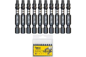 10 x SabreCut SCTX2550_10 50 mm TX25 T25 Zestaw końcówek wkrętaków udarowych na jednym końcu Torx Heavy Duty z pudełkiem do przechowywania