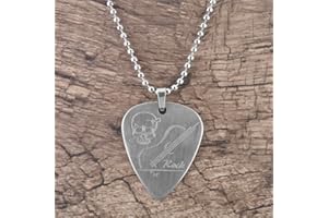 DILWE Collar de Púa de Guitarra, Collar de Acero Inoxidable Pick Plectrum Accesorio para Guitarra(Calavera)