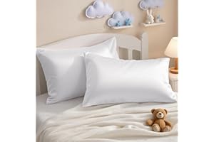 NTBAY 2 Pack 500 Thread Count 100% Egyptian Cotton Toddler Pillowcases, Super Soft and Breathable Envelope Closure Travel Kids Nursery Pillow Cases, 40x60 cm, White
