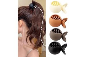 Ypkia Pinza para el pelo pequeña y redonda, pinzas para el pelo fino y mediano, para mujeres y niñas (negro, blanco, marrón, naranja)