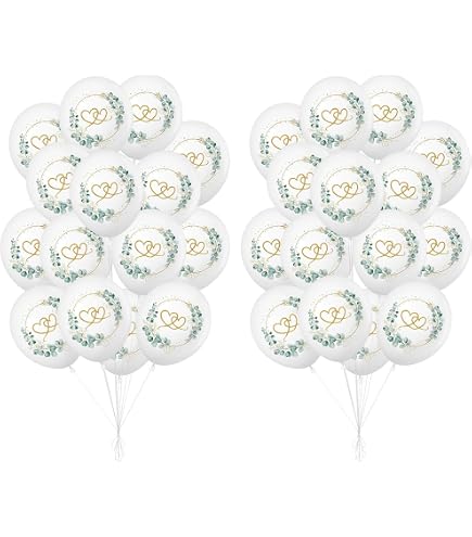 PartyDeco Palloncini In Lattice Con Stampa Just Married Oro – 50 Pezzi, Diametro 30 Cm, Per Matrimonio, Addio Al Celibato, Baby Shower, Bianchi - 2