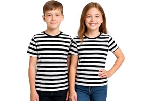 FNA FASHIONS Unisex barn randiga T-shirts - mjuk bomull kortärmad t-shirt för pojkar och flickor, vardagskläder T-shirts för barn - storlekar 5-13 år