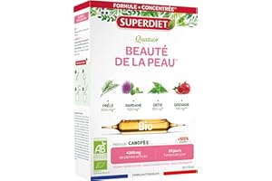 SUPERDIET – QUATUOR BEAUTE PEAU BIO – Prêle, Bardane, Ortie, Grenade – Fabrication française – 20 ampoules de 10 ml