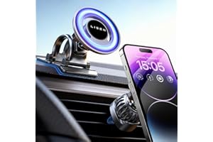 LISEN 2025 Support Telephone Voiture MagSafe [Super Aimants] Porte Magnetique Téléphone Voiture pour iPhone 360°Rotation Accroche Telephone Voiture pour iPhone 16 15 Pro Max 14 13 12 et étui MagSafe