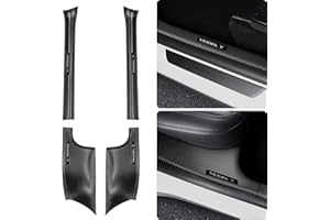 ThinsGo Tesla Model Y Door Sill Protector Bumper Door Sill Protectors Carbon Fiber ABS Plastic Anti-scratch Non-slip 2020 2021 2022 Accessories- 4 PCS