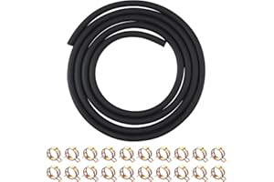 AFNCX Kit tubo benzina 3 m di tubo carburante da 6 mm di diametro con 20 fascette in acciaio inox 304, tubo benzina flessibile multiuso per moto e auto