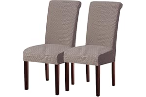 KELUINA Dining Room Chair Covers Slipcovers Set of 2 or 4 or 6, Stretch Removable Washable Dining Chair Protector Decoration Cover Seat Slipcover for Hotel,Kitchen,Home(Taque,2 Pcs)