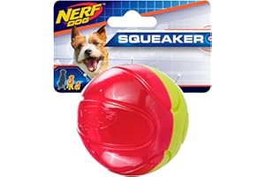 Nerf Dog Zabawka do koszykówki dla psów z interaktywnym piszczałką, lekka, trwała i odporna na działanie wody, 6,3 cm, do małych i średnich ras, pojedyncza jednostka, zielona/czerwona