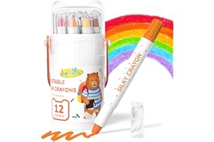 JUPITEARTH 12-Color Crayons for Toddlers 1-3 and Kids 4-8, Non-Toxic Washable Crayons, Ultra-Silky Easy-Grip Art Supplies, Ideal Coloring Gift for Boys and Girls