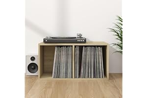 Tidyard Contenitore per Vinili,Mobile Porta Vinili Moderno,Libreria da Scrivania,Libreria da Tavolo Salvaspazio con 2 Cube,Organizer per la Vostra Camera da Letto Rovere 71x34x36 cm Legno Multistrato