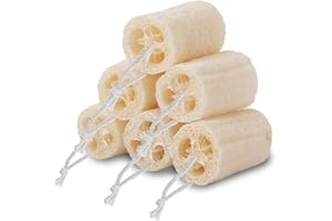 O2frepak Naturalna gąbka luffa, organiczna gąbka luffa, organiczna gąbka Luffa, do szorowania prysznica i czyszczenia kuchni, 6 szt