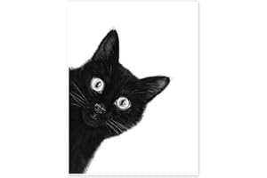 POSTERLOUNGE Czarny kot Plakat Valeriya Korenkova 50 x 70 cm Czarno-biały Obrazy Dekoracja ścienna