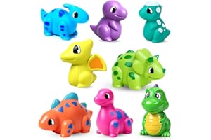 YNANIMERY 8 Pcs Dinosaurs Baby Bath Toys for Toddlers 1 2 3 4 Year Olds -Soft Multicolor Floating Sensory Dinosaur Toy Gifts for Kids Bathtub Toys Swimming Pool Water Toys