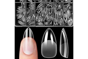 ZIFUTON 600 Pezzi Tip In Gel Per Unghie Mandorla, 10 Taglie Tip Unghie Ricostruzione, Unghie Finte in Gel Copertura Completa Tip Gel Unghie per Saloni di Manicure Professionale, Nail Art Principiante