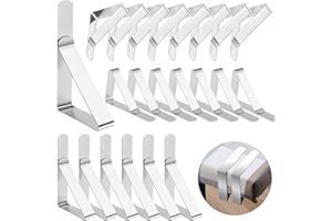 Thrilez 24 Pieces Tablecloth Clips, Stainless Steel Table Cover Clamps for Indoor & Outdoor Use, Adjustable Table Cloth Holders for Picnics Parties Weddings BBQ Dinners Kitchen Restaurant Schools