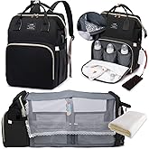 LEcylankEr Mochila para pa&ntilde;ales con cuna &ndash; Gran mochila con cambiador y bolsa aislante, mosquitera y puerto de carga USB