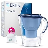 BRITA Jug with Water Filter Marella Blue (2.4 l) Incl. 3x MAXTRA PRO All-in-1 Cartridge - refrigerator adaptable jug with dig