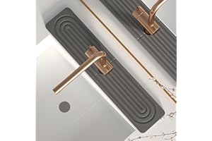 LeKuni Mata ociekowa do zlewu, kamień okrzemkowy, podkładka do umywalki, kran, ochrona przed pryskaniem, chłonna mata, do kuchni i łazienki [ciemnoszara, 60 x 10 cm]