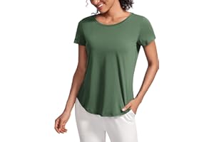CRZ YOGA Femme Pima Cotton T-Shirt de Sport à Manches Courts en Coton